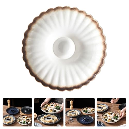 Plato cerámico redondo para salsa y sushi estilo japonés miniatura 7