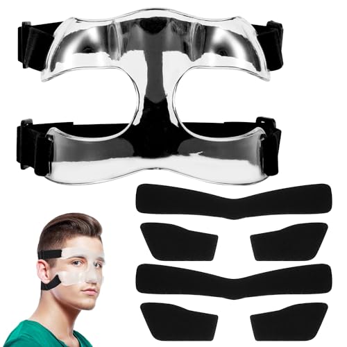 Nose Guard Face Shield for Broken Nose, Adjustable Nose Guard with Foam Padding Breathable Clear Face Mask Side Open Nose Protector from Injuries for Basketball Soccer Sports Adults Teens by NQEUEPN - Used condition - CA$10.58
