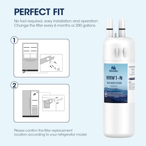 MARRIOTTO EDR1RXD1 Refrigerator Water Filter Compatible with Whirlpool W10295370A, WHR1RXD1, KAD1RXD1, Filter 1, W10295370, P4RFWB, P8RFWB2L, 46-9930, 46-9081 Refrigerator Water Filter, Pack of 1