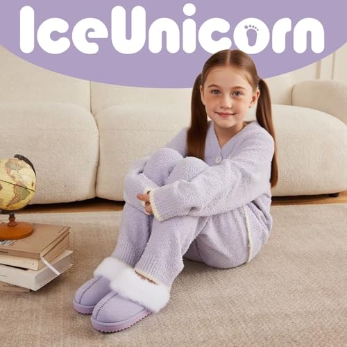 Image of IceUnicorn Kids Slippers Girls Boys Fuzzy House Shoes Bedroom Slides | Warm Memory Foam Slippers Indoor Outdoor