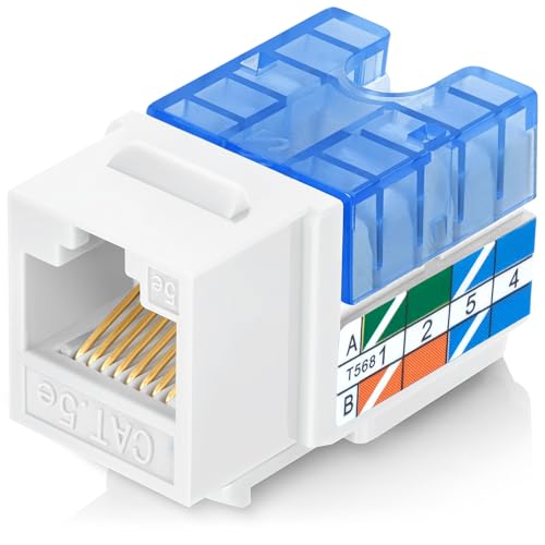 Everest 90° Angled RJ45 Cat5e Keystone Jacks 50-Pack