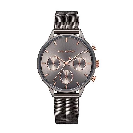 PAUL HEWITT damklocka Everpulse Line – rostfritt stål armbandsur dam med läderarmband eller armband i rostfritt stål bälte Grey Metallic | Mesh
