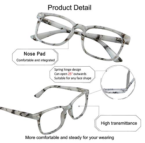 Image of YEIN Progressive Multifocus Reading Glasses, Spring Hinge Blue Light Blocking Glasses for Women Men, No Line Multifocal Readers with Clear Lenses (marble,+0.00 /+1.25 magnification)