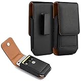Vertical Cell Phone Holster Belt Clip Case for ATT Radiant Max Fusion Z, BLU G71 G61, Cricket Ovation Influence Icon 2, Nokia 5.4 2.4, ZTE Blade 11 Prime X1 5G (Matte Black PU)