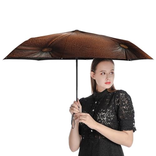 Parapluie pliant 3 plis ACEPrints marron à texture canapé élégant - 4