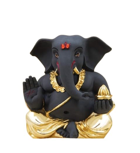 Ganesh Murti en céramique Ganapati déco indienne et statuette zen pour salon et bureau D-2