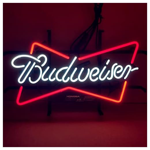 Neon Light Sign Budweisers Neon Signs Real Glass Neon Sign Bar Signs Neon Lights for Bedroom Beer Bar Home Hanging Custom Neon Sign for Wall Decor Halloween Christmas Signs