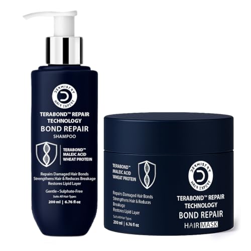 Image of Dermistry Sulphate Free Bond Repair Shampoo & Mask with TeraBond Maleic Acid & Protein for Damaged Chemical Heat Treated Coloured Hairs Reduces Breakages Suit Dry Frizzy All Hair Types Men & Women 400ml