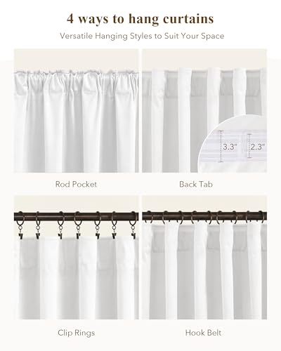 Image of White Velvet Curtains Light Dimming Privacy, W52 x L96, 2 Panels | Back Tab, 300GSM Thermal Insulated, Window Drapes for Daughter Bedroom, Sliding Door, Home Office, Setting Room, Guest Room