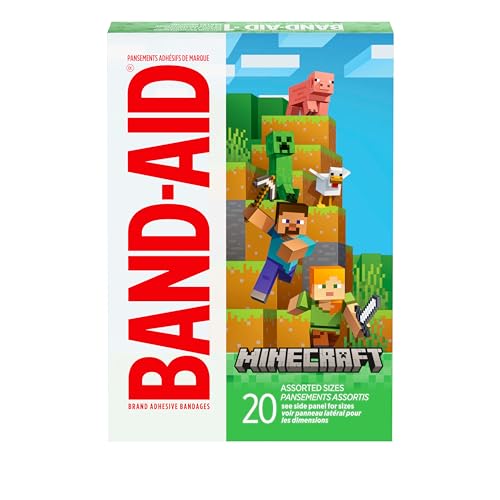 BAND-AID Brand Adhesive Children's Bandages for Minor Cuts & Scrapes, Wound Care Featuring Minecraft Designs, Fun Bandages for Kids and Toddlers,...