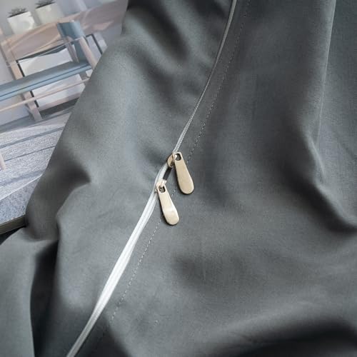 Housse de Couette 200x200 cm Gris avec Fermeture Éclaire Facile pour Lit Double - 6