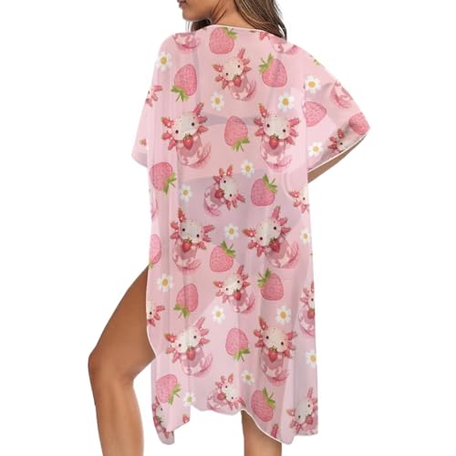 Cárdigan tipo kimono de mujer con media manga fluida y diseño abierto para el verano