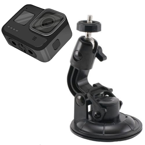 Image of SJCAM SC-2 Strong Suction Cup | Heavy Duty Stand with 1 /4-20 Thread Adapter for GoPro Hero 5 /6 /7 /8 /9 /10 /11 /12 Insta 360, DJI Other Action Camera | Car Windshield Dashboard Holder & Cup Mount | Black