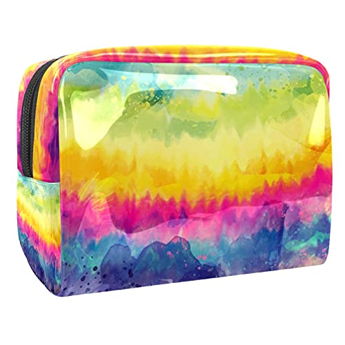 Trousse de maquillage pour fille motif pois multicolore rétro avec zip