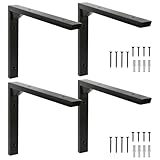 Terafeels 4 Stück Regalhalterung Schwarz, Regalwinkel Metall, Industrielle Regalträger, Wandregalhalter Montagewinkel (20 cm)