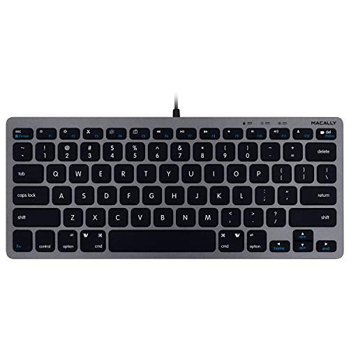 Macally Slim USB Wired Small Compact Mini Computer Keyboard for Apple Mac, iMac, MacBook Pro/Air, Mac Mini, Windows PC Desktops,