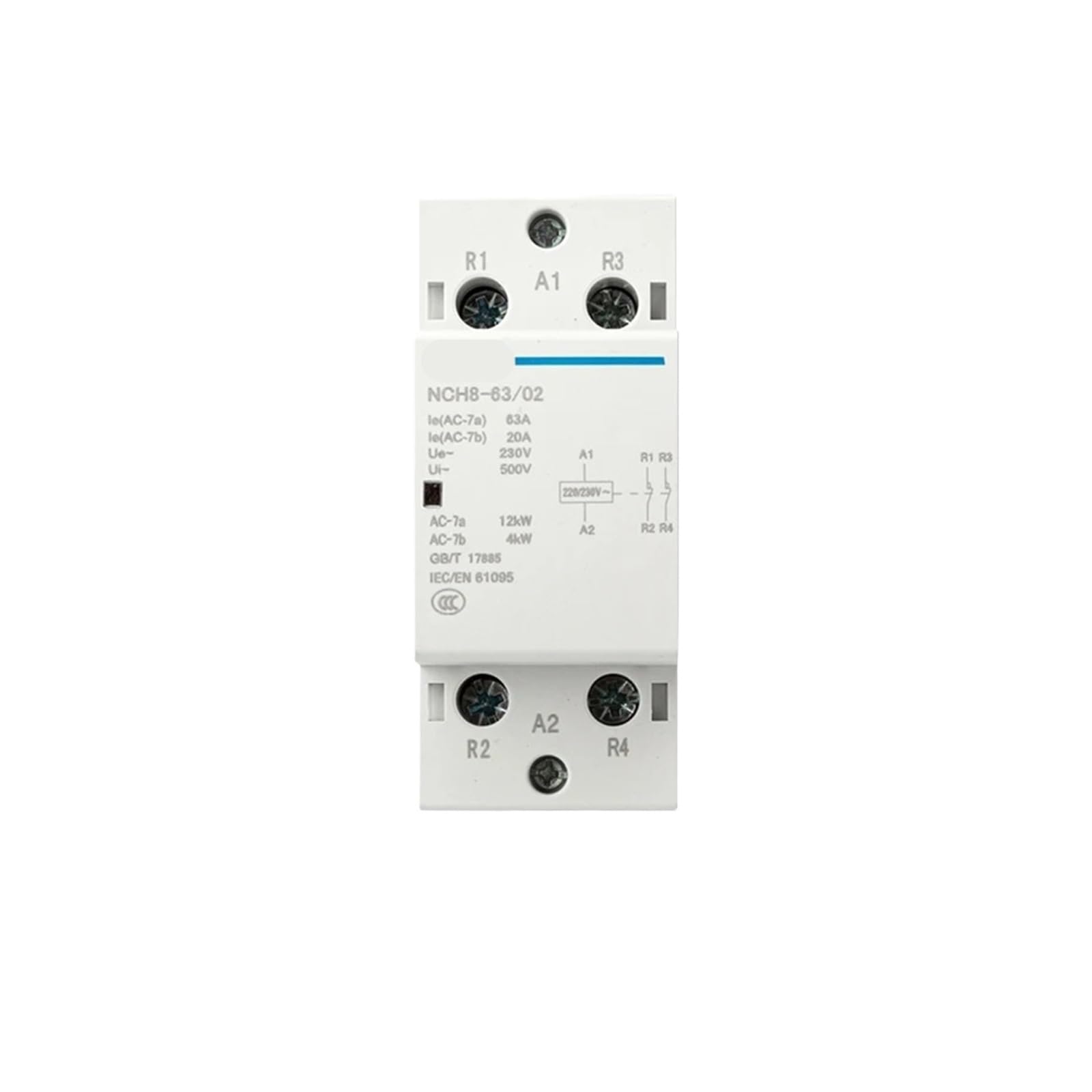 Contactor de CA doméstico 230V NC H8 20A 25A 40A 63A 2NO 1NC 1NO 2 Modular fases 4 polos(63A 4NO)