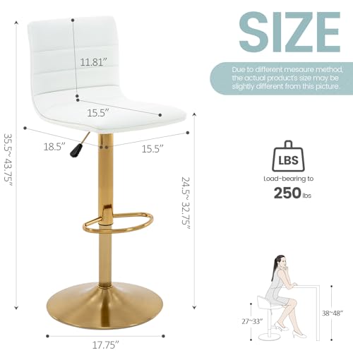 Vogue Furniture Direct Pu Leather Bar Stools, Modern Square Adjustable Swivel Barstools With Back thumb #2