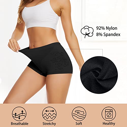 Boguish Boy Shorts Underwear For Women - Seamless Boyshorts Panties Soft And Smooth Stretch Boxer Briefs 5 Packs Black-Xl #TOP1