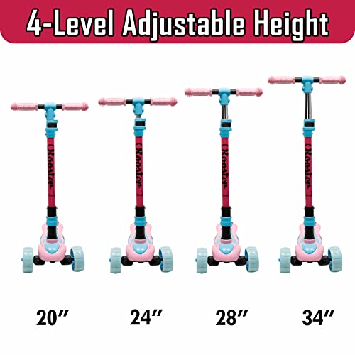 Image of WISHKEY Rooster Kick Scooter for Kids, Stylish Foldable Scooter for Girls with Adjustable Handle, Lightweight Easy to Steer with PP Glass Frame, Pink, 3+ Years (Pack of 1)