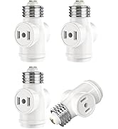 UL-Listed 2 Outlet Light Socket Adapter JACKYLED E26 Socket to Outlet Splitter Converter Medium S...
