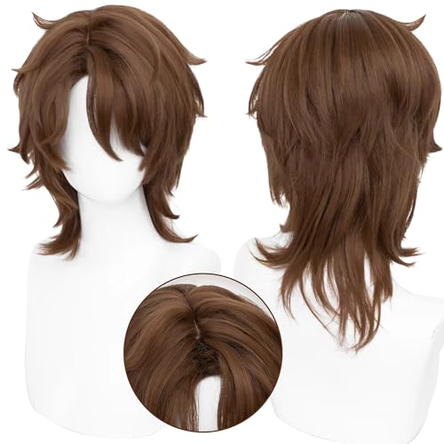 Perruque de cosplay marron pour changer de tête et incarner votre héros d'anime