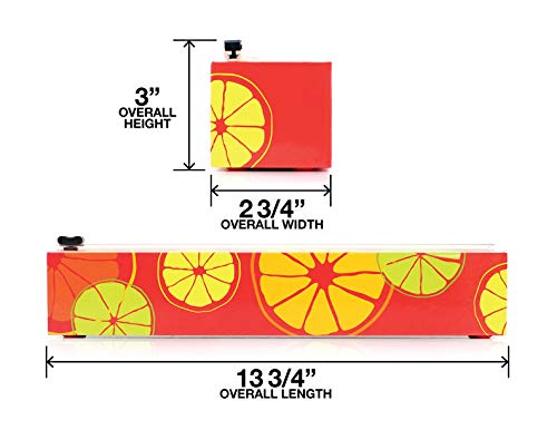 ChicWrap Citrus Refillable Plastic Wrap Dispenser with Slide Cutter and 250' of Professional BPA Free Plastic Wrap