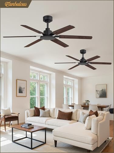 Fanbulous 2-Pack 48-inch 6-Speed Ceiling Fans (No Light), Quiet Reversible DC Motor with Remote 2-Color (black and walnut) Reversible Blades - image 7