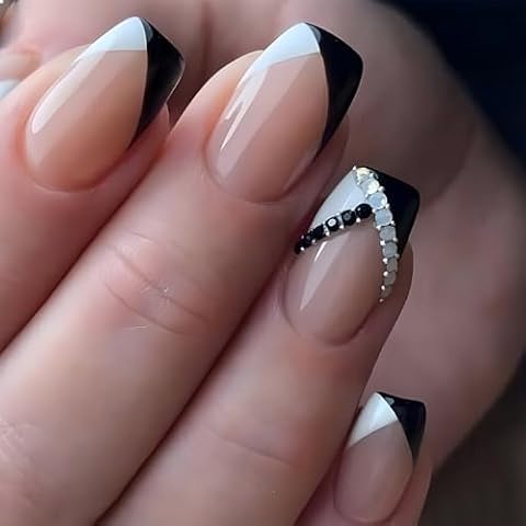 GlamRays Short Coffin French Tip False Nails thumbnail