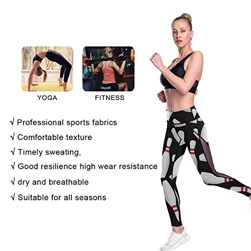Allgobee Mesh Yoga Pants Bowling Black Pattern With Pockets High Waist Workout Leggings For Women With Tummy Control Effect Xl thumb #5