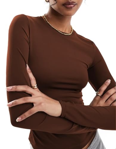 Image of SIGHTBOMB Close Rim Ultra Soft Microfiber Round Neck Long Sleeve Cuddle TEE for Women