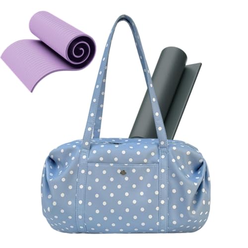 Bolsa de gimnasio azul y maleta de mano portátil para avión, entrenamientos y pilates