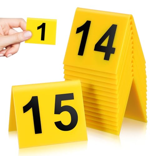 CLISPEED 15pcs Plastic Number Markers: Crime Scenes Table Numbers - Multi-use Wedding Table Markers - Restaurant 1-15 Signs Accessories
