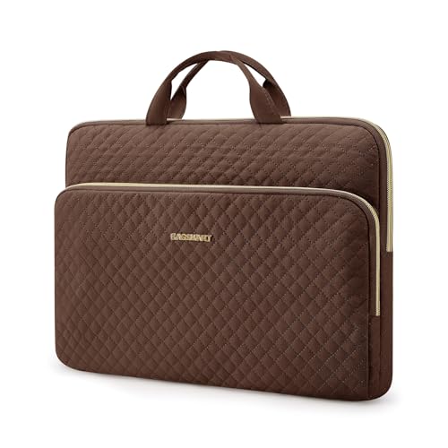 BAGSMART Laptop Case Compatible with 13-13.3 inch Notebook,Compatible with MacBook Pro 14 Inch,MacBook Air,Protective Carrying Bag with Pocket,Handles, Coffee Brown