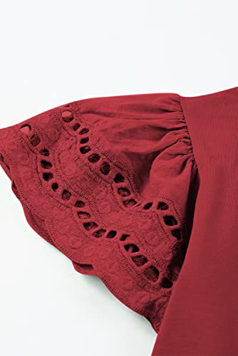 Blibean Girl Short Sleeve Shirts Tween Kid Solid Tops Summer Ruffle Blouse Fashion Clothing Flowy Solid Clothes Size 12-13 Years Xx-Large Red #TOP7