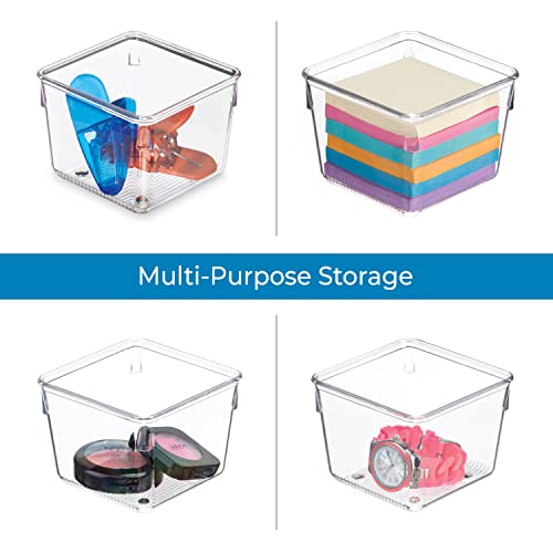 iDesign 52730M2 Linus Organizer Taca, mały plastikowy wkład do szuflady, opakowanie 2 szt., przezroczyste, 10 x 10 x 7,6 cm