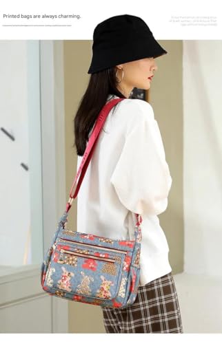 Image of Women Sling-body Bag Waterproof Nylon Multi-layer Sling Bag Casual Satchel Bag Shoulder Bag Messenger Bag Travel Sling-body Bag Day Pack Card Holder Black and Silver.
