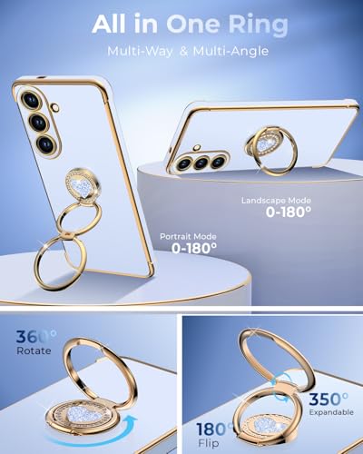 Image of XYZ for Galaxy S26 Plus Case with Stand, for Samsung Galaxy S26 Plus Case with Double Ring Kickstand, Women Girls Cute Love-Heart Bling Luxury Protective Phone Case for Samsung S26 Plus, Blue