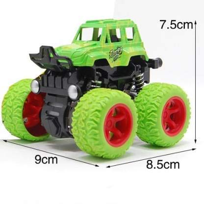 TEMSON 4WD Mini Monster Trucks Friction Powered Cars for Kids Pack of: 2 (Red & Green) 1