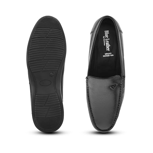 Image of Blue Leather By Centrino mens 4075 Blue Leather Men's Formal Shoes | Genuine Leather Upper with Cushioned Footbed | Sleek & Stylish Design for Office & Formal Wear Slip-On design | Durable Anti-Skid Sole