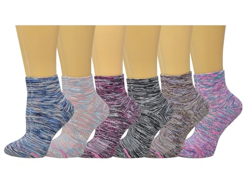 Image of Dr. Motion Compression Quarter Socks For Women With Enhanced Cushion And Breathable Arch Support 6 Pairs