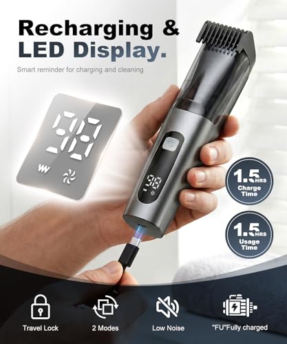 Image of Beard Trimmer for Men, 40 Adjustable Length Settings, Smooth Facial Hair Trimming, LCD Display, Beard Trimmer, Waterproof for Wet & Dry Use, Washable -Gray