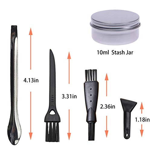 Pollen Scrapers Kit for Grinder - Spices Grinder Cleaning Kit includes 10Pcs Scraper 4Pcs Pollen Brush 2Pcs Metal Spoon and 2Pcs Metal Storage Jar