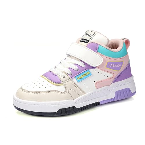 Gemzon Enfant Basket Fille Chaussures de Tennis Running Gym Fitness Sport Outdoor Hook-and-Loop Shoes, Rosa Violett, Taille 37 EU