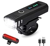 Pezimu Fahrradlicht LED Fahrradbeleuchtung Set - USB Wiederaufladbare Fahrradlichter mit Lichterkennungsmodus - StVZO Zugelassen Wasserdicht Frontlicht Rücklicht Fahrradlampe Set