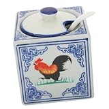 BESPORTBLE Pot à Sel Céramique Décoratif Motif Coq Contenant Porte-sel pour Cuisine Récipient Écologique et Polyvalent Rangement Facile et Cadeau pour Amateurs de Cuisine