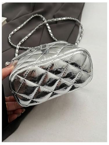 Floerns Women's Square Mini Bucket Quilted Crossbody Hobo Bag Satchel Purse with Chain Strap4