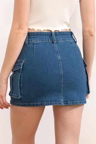 Mini Saias Femininas De Verão Com Botões, Daias Femininas Com Botões, Saias Jeans Femininas (Green,M