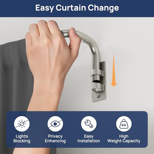 Image of ENJOYBASICS 48-84 inch Wrap Around Curtain Rod, Quick Curtain Change, Nickel