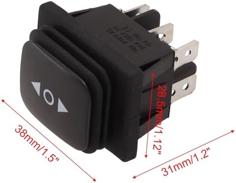 Hosrivae Momentary Polarity Reverse Switch, 6 Pin 3 Position Linear Actuator DC Motor, Center Off, 10A 250V AC, Black, Return, 6 Wire - 2